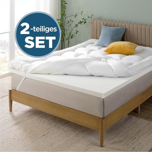 Zinus Matratzen Topper 140x200 cm - 10 cm Memory-Schaum, atmungsaktiver Bezug für optimalen Schlafkomfort