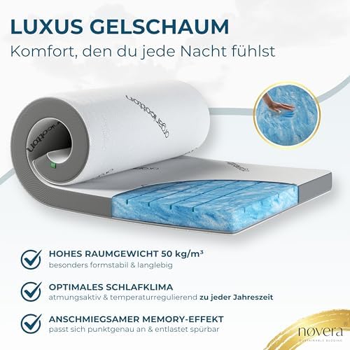 Premium Gel Matratzen Topper 140x200cm | Wolkenweich für besten Schlafkomfort | 100% Bio-Baumwolle