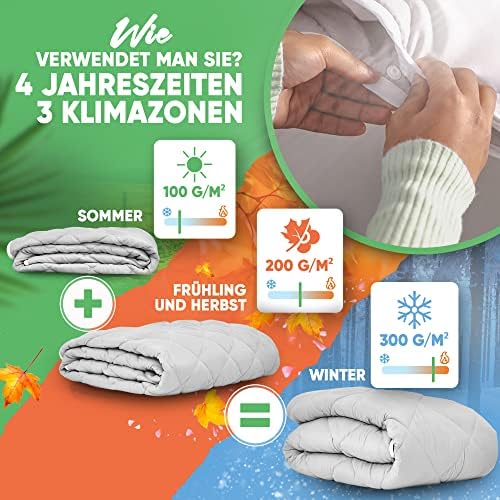 Welldora OPTICLIMA Allergiker Bettdecke 135x200 | 4 Jahreszeiten - Fachärztlich geprüft & Oeko-Tex für besten Schlafkomf