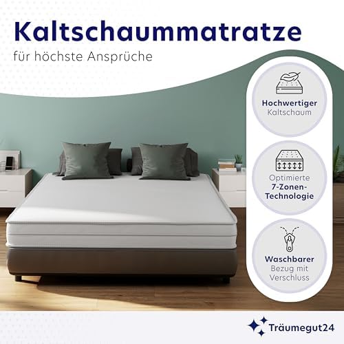 Träumegut24 AquaFlex 7-Zonen Matratze 90x200 cm | Ergonomisch & hypoallergen | Waschbarer Bezug für optimalen Schlafkomf